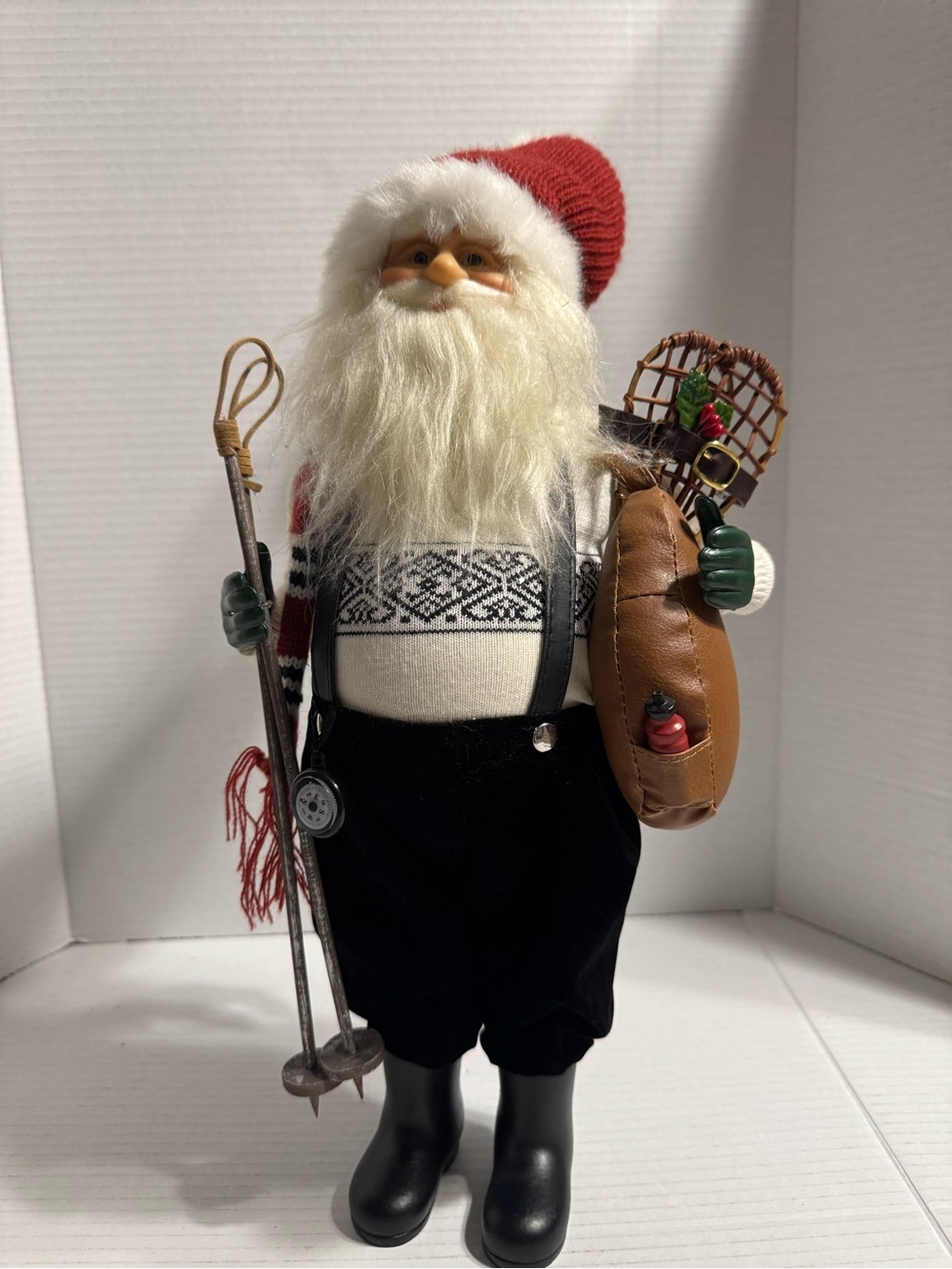 Winter Santa Figurine Ski Gear 17”